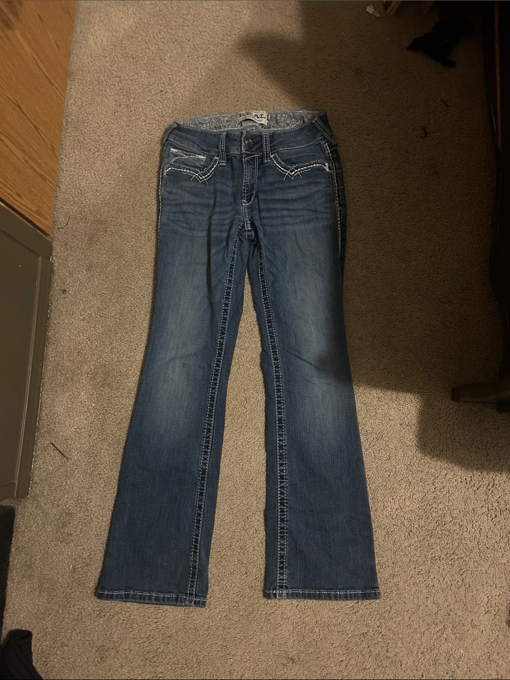 Ariat Women's Medium Blue Flare Jeans with Decorative Stitching